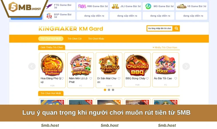 Lưu ý quan trọng khi người chơi muốn rút tiền từ 5MB